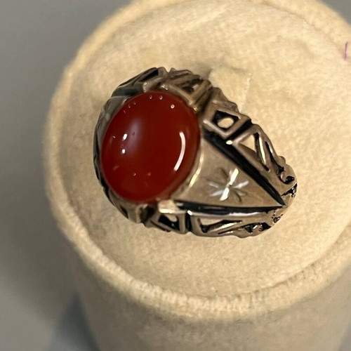 خرید انگشتر نقره مردانه با عقیق اصلی ارزان