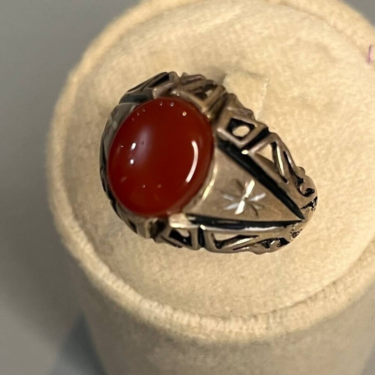 خرید انگشتر نقره مردانه با عقیق اصلی ارزان