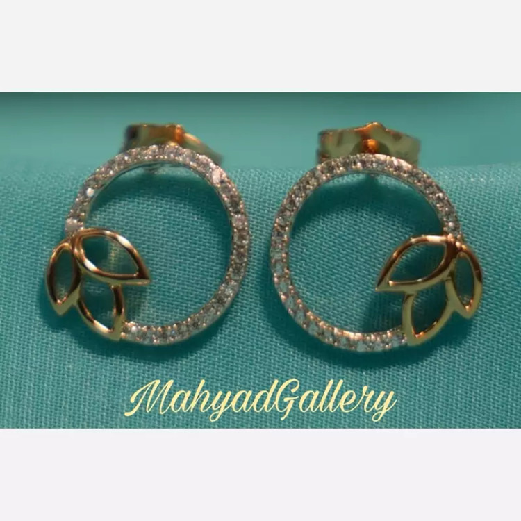 گوشواره میخی ژوپینگ طرح برگ بر حلقه