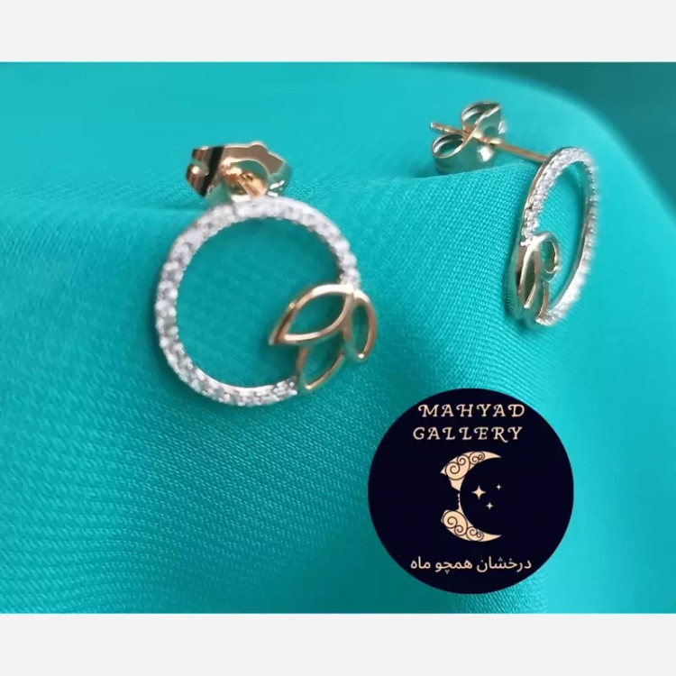 گوشواره میخی ژوپینگ طرح برگ بر حلقه